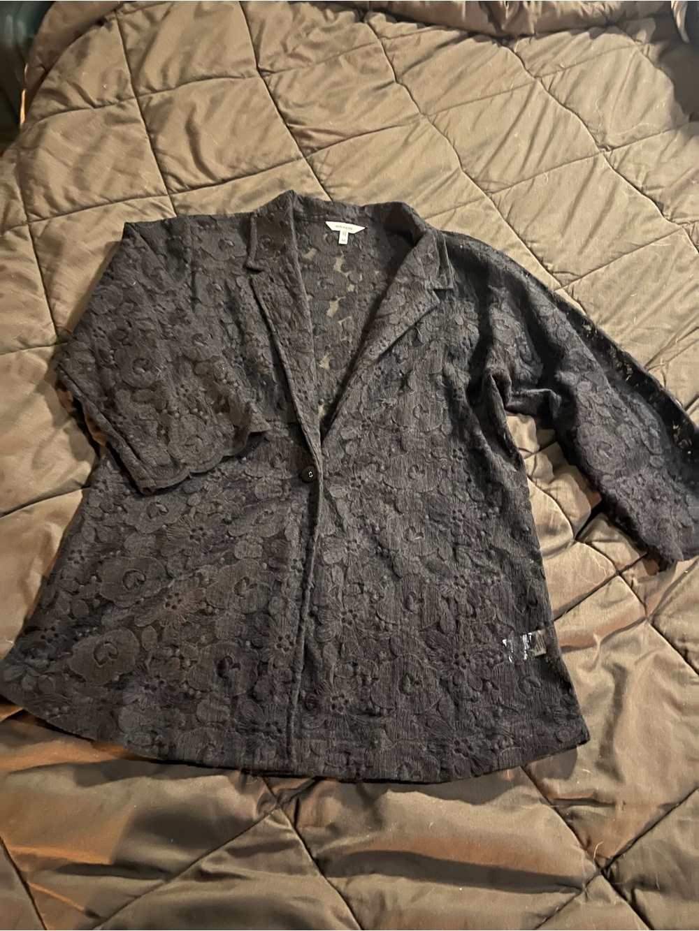 Maurices Black Floral Lace Blazer Jacket